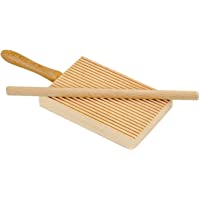 ELETTRO CENTER Item 298 Ridged Gnocchi Board and Garganelli Pasta Rod- madera- beige